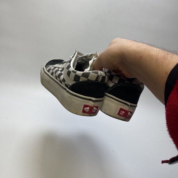 Y2K Vans Old Skool Platform Black White Checkerboard Women’s Size 6 Skater Punk - Picture 13 of 14